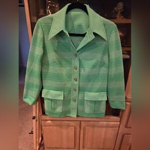 Vintage Green Button-Up Shirt Jacket
